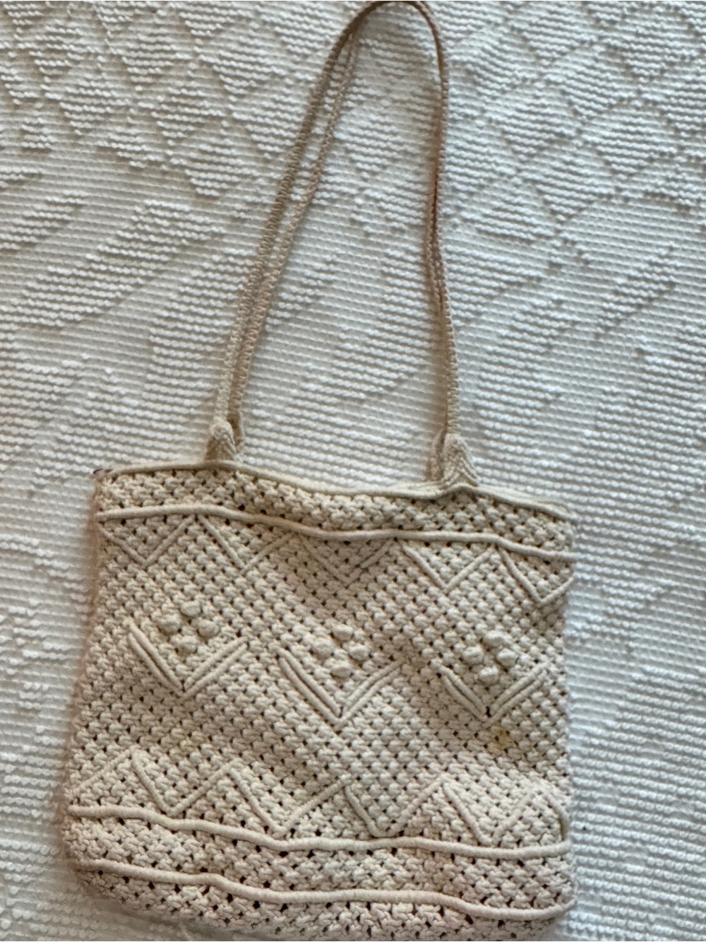 Cream Macramé Tote Bag - Stylish Everyday Shoulder Bag